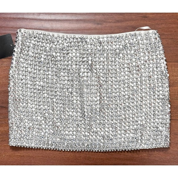 NWT RETROFETE Hand Stitched Crystal & Iridescent Bead Embellished Mini Skirt S - Picture 7 of 12